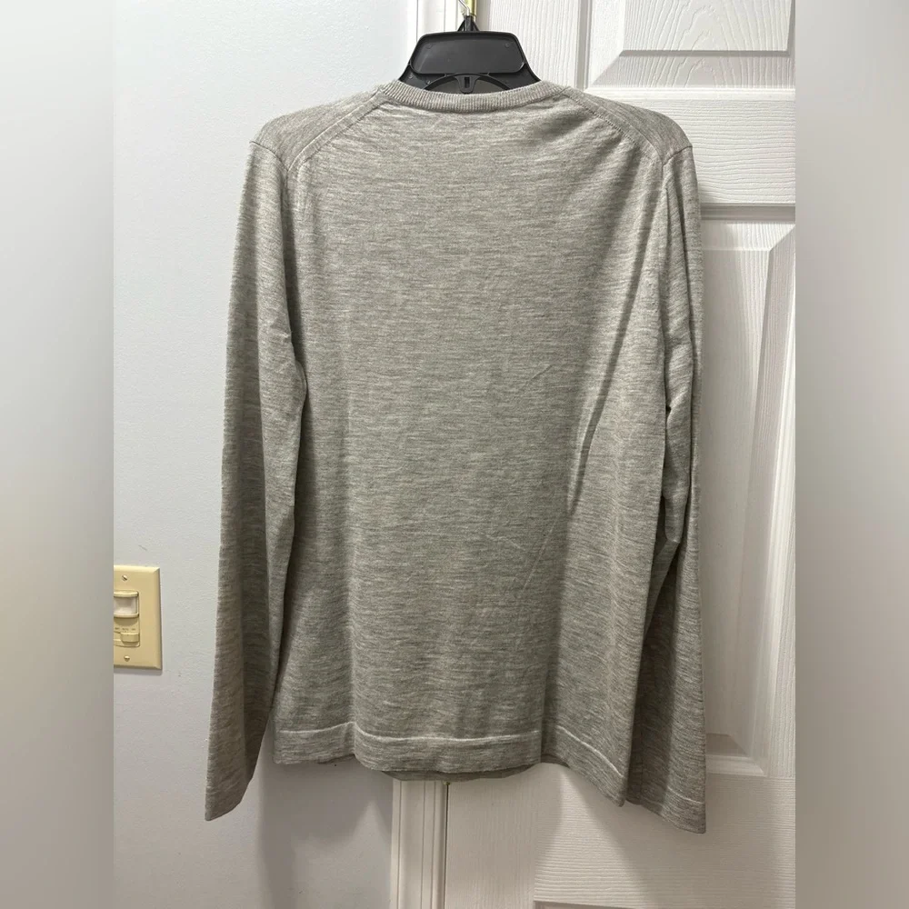 Theory Mens 100% Cashmere Crewneck Sweater Size Large Light Gray